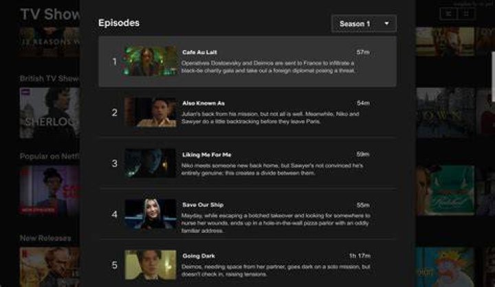 Television series episode selection menu