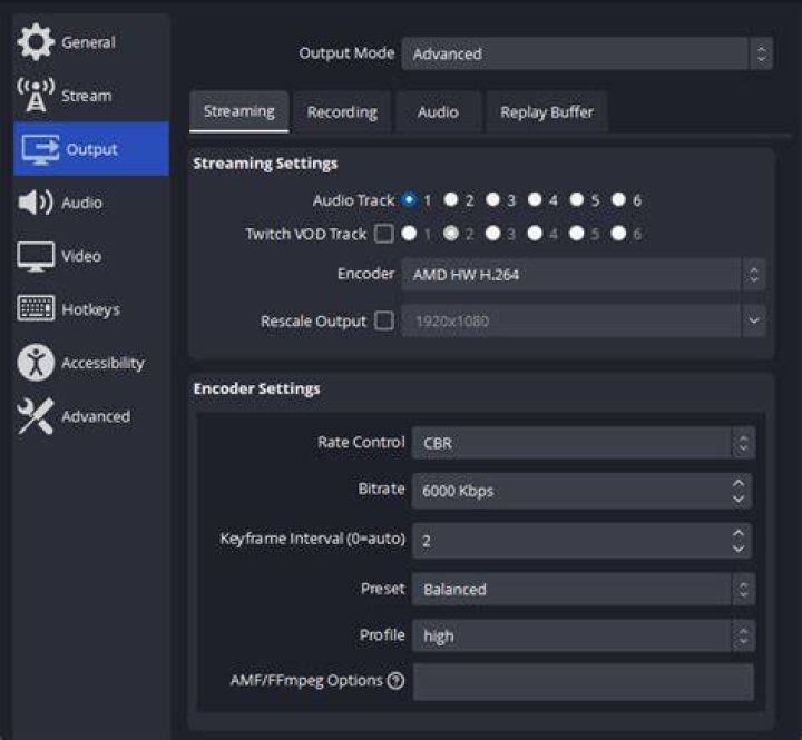Streaming quality settings interface